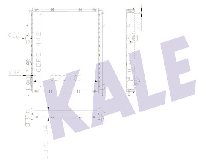 SU RADYATÖRÜ (BRAZING)(MT) PEUGEOT KARSAN J9/J10 10- (480X442X34) 1 SIRA ALB