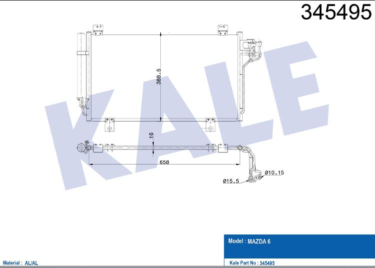 KLİMA RADYATÖRÜ (BRAZING)(KURUTUCULU) MAZDA 3 (BM, BN) 1.5 13- / 6 (GJ, GL) 2.0 2.5 12-