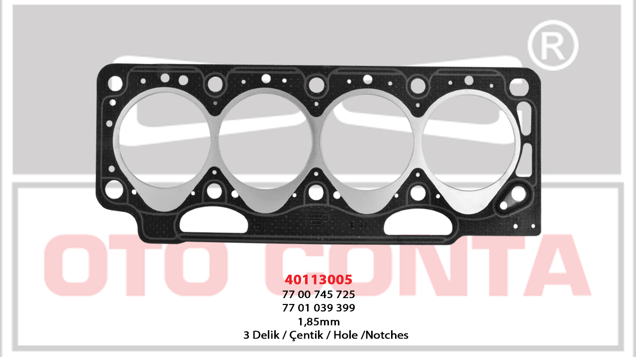 SİLİNDİR KAPAK CONTASI (1.85MM)(3 DELİK) RENAULT R19 1.9D / CLİO 1.9D / MEGANE 1.9D