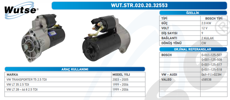 MARŞ MOTORU 12V (BOSCH TİPİ) T.SPORT T5 2.5/LT35 II