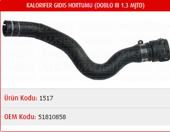 KALORİFER HORTUMU FIAT DOBLO III 1.3 MJTD 09-