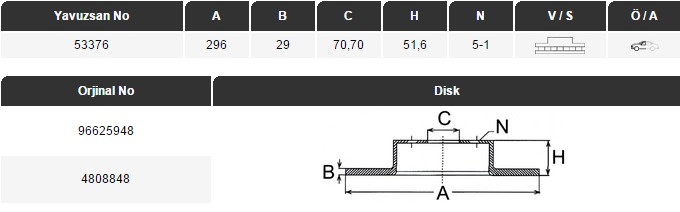 FREN DİSKİ (ÖN)(296MM) CHEVROLET CAPTIVA 08-