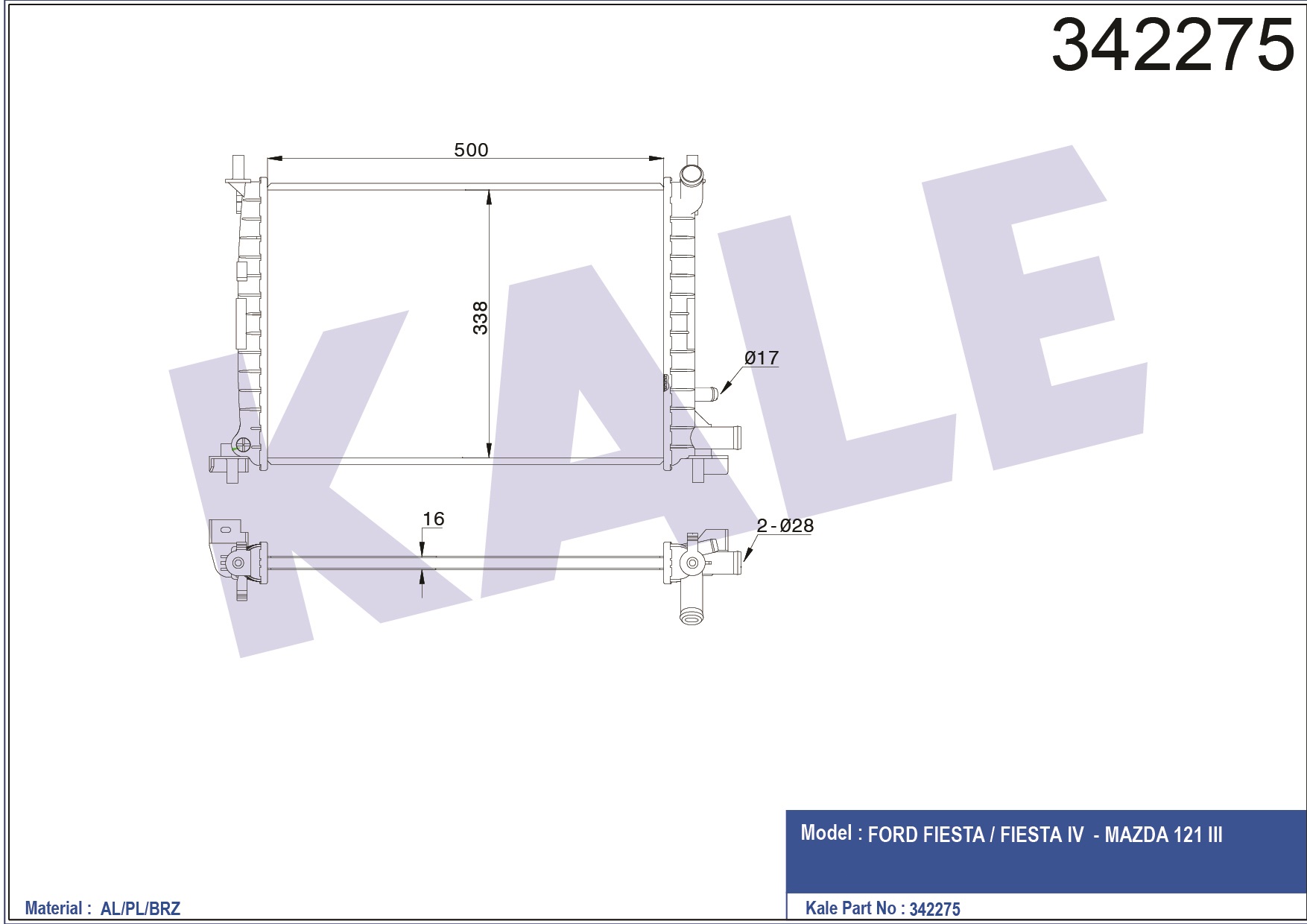 SU RADYATÖRÜ (BRAZING)(MT) FORD FIESTA IV / MAZDA 121 III 1.0 / 1.3 HCS 1.4 CVH (AC) (96-02)