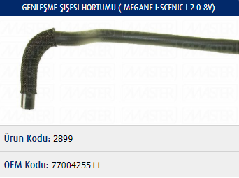 GENLEŞME ŞİŞESİ HORTUMU RENAULT MEGANE I 2.0 8V / SCENIC I 2.0 8V