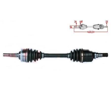 AKS KOMPLE (SOL)(ABSLİ)(633,5mm ABS-48) TOYOTA COROLLA WTİ 1.4/1.6 16V 02-06