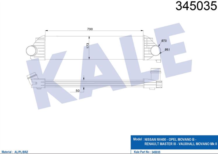 INTERCOOLER (BRAZING)(MT) MASTER III 2.3DCI - MOVANO B 10-