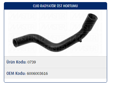 RADYATÖR ÜST HORTUMU RENAULT CLIO I 1.2-1.4 88-98