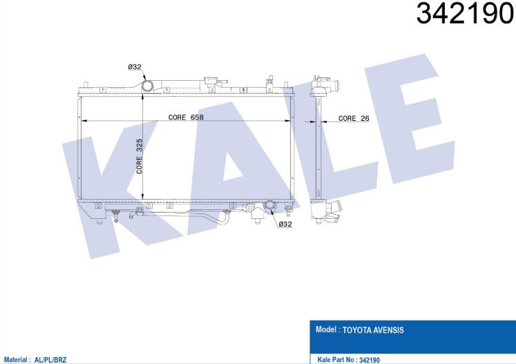 SU RADYATÖRÜ (BRAZING)(AT) TOYOTA AVENSIS  2.0 (97-00)