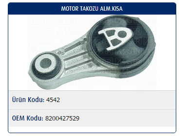 MOTOR TAKOZU (ALT)(ALİMİNYUM) RENAULT KANGOO III 1.5 105 HP 09-