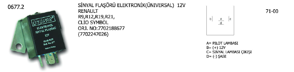 SİNYAL FLAŞÖRÜ RENAULT R9 / R12 71-00