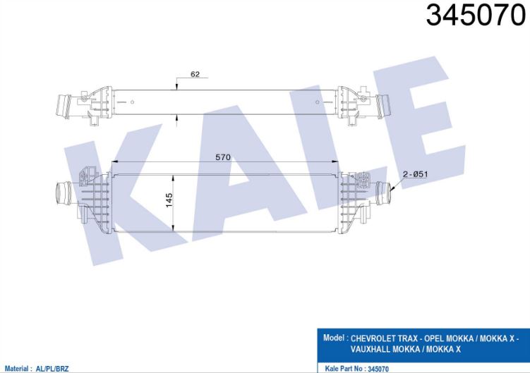 INTERCOOLER (BRAZING) OPEL TRAX - MOKKA AL/PL/BRZ