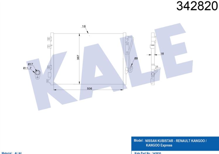 KLİMA RADYATÖRÜ (BRAZING)(MT)(KURUTUCUSUZ) NISSAN KUBISTAR / RENAULT KANGOO