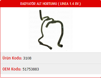 RADYATÖR ALT HORTUMU FIAT LINEA 1.4 8V