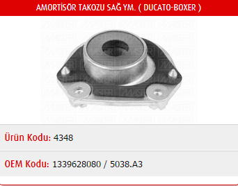 AMORTİSÖR TAKOZU (SAĞ) FIAT DUCATO / PEUGEOT BOXER