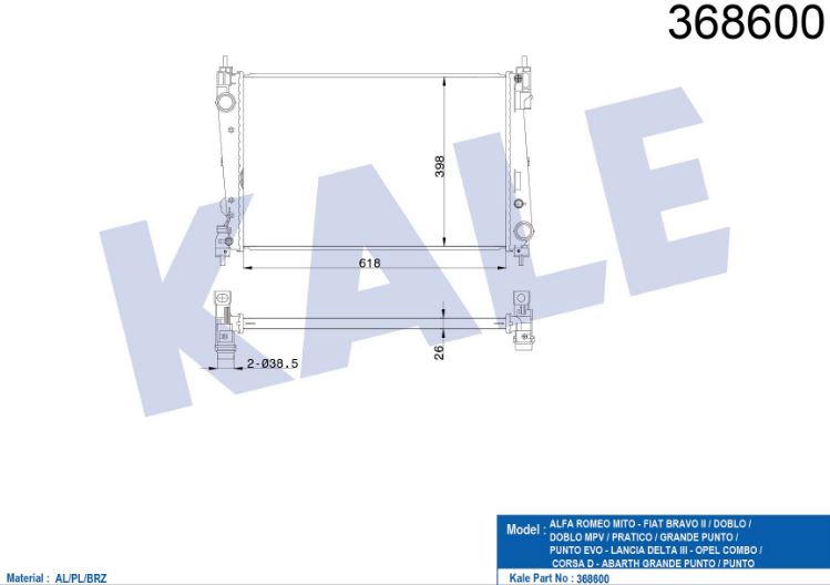 SU RADYATÖRÜ (BRAZING)(MT) FIAT BRAVO II/DOBLO/ALFA ROMEO