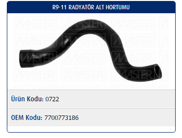 RADYATÖR ALT HORTUMU RENAULT R9 1.4 / R11 1.4