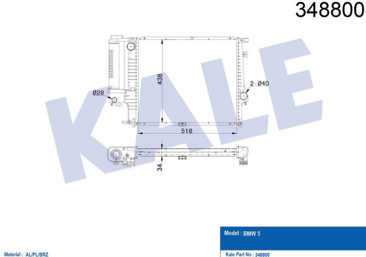 SU RADYATÖRÜ (BRAZING)(MT) BMW 5 (E34) 518X438X34