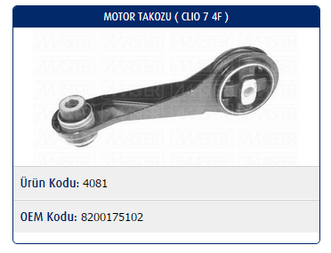 MOTOR TAKOZU RENAULT CLIO II