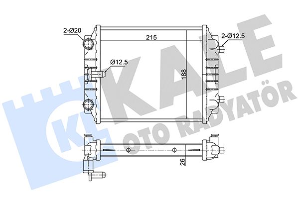 SU RADYATÖRÜ AUDI A1 / A3 S3 / TT 12<20 - SEAT LEON 2.0 CUPRA 13<20 - SKODA SUPERB 2.0TSI 4X4 15=> - VW GOLF GTI / GOLF / JETTA / PASSAT 2.0TSI 14=> (CJX DJH 280HP 310HP) (AT) <ARA SOĞUTUCU> [215X188X26]