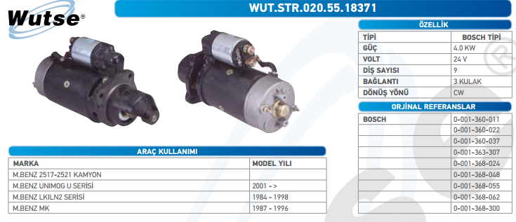 MARŞ MOTORU 24V (BOSCH TİPİ) 24V.MERCEDES 2521 KAMYON