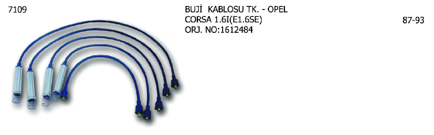 BUJİ KABLOSU TK. OPEL ASCONA 85-88 / CORSA 90-93 / KADETT 87-91 / RENAULT R18 81-86 / R20 80-83 / R21 89-94 / ESPACE 91-96 / LAGUNA 96-01 / MASTER 80-98 / TRAFFIC 94-97 / FORD SIERRA 87-89 / SCORPIO 91-94 / VOLVO