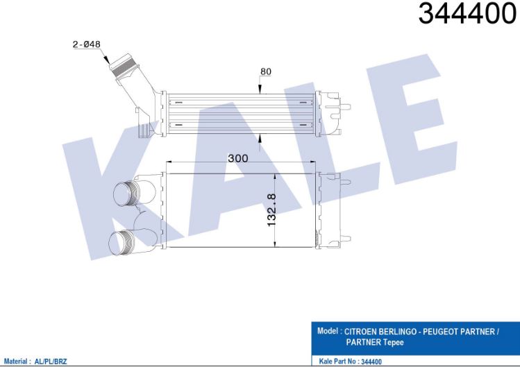 INTERCOOLER (BRAZING) CITROEN BERLINGO/PARTNER 1.6HDI