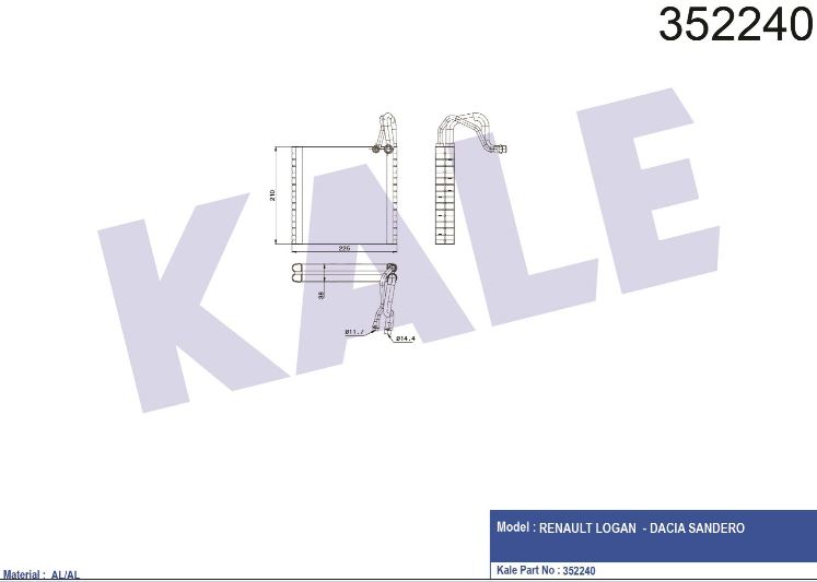 EVAPORATOR (BRAZING) RENAULT LOGAN / DACIA SANDERO 1.5DCI 04-