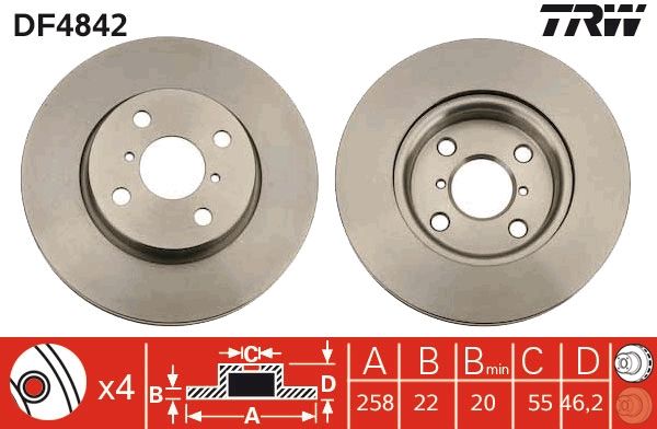 FREN DİSKİ (ÖN) TOYOTA YARIS 1.0-1.3-1.4D-1.0 VVTİ-1.3 VVTİ-1.4 D4D 11-