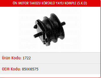 MOTOR TAKOZU (YAYLI TİP)(ÖN) FIAT DOĞAN / ŞAHİN / KARTAL