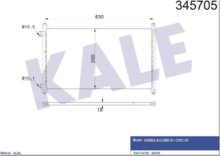 KLİMA RADYATÖRÜ (BRAZING)(KURUTUCUSUZ) HONDA ACCORD VI 3.0V6 24V 98-03 / CIVIC VII 1.4I 1.6I 01-05