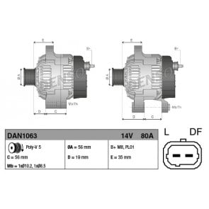 ALTERNATÖR 12V. 80A. PEUGEOT PARTNER MPV 1.6 16V 01-08