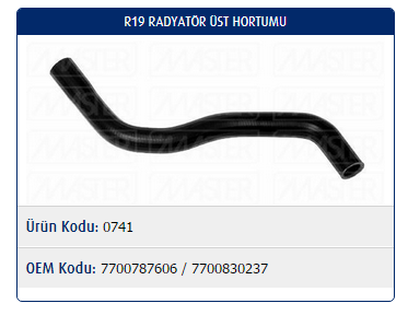 RADYATÖR ÜST HORTUMU RENAULT R19 1.7