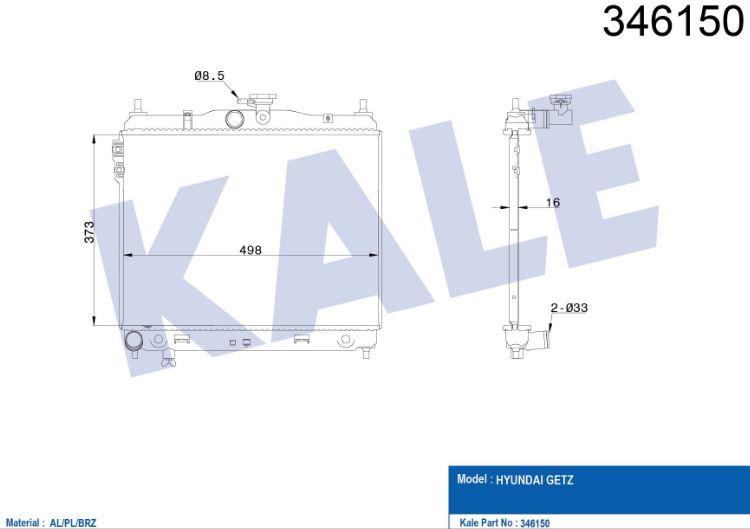 SU RADYATÖRÜ (BRAZING)(MT) HYUNDAI GETZ 1.3-1.6