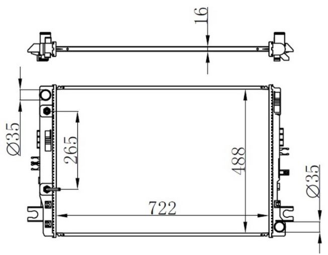 SU RADYATÖRÜ (BRAZİNG)(AT)(BNI416) NISSAN NAVARA 15- (722x488x16)